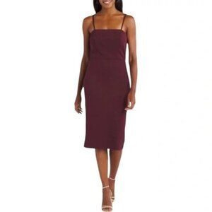 Nine Britton Women's Midi Scallop Pop Over Dress Merlot Size 1X NWT